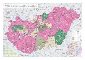 Magyarország telefontérképe falitérkép 120*80 cm - térképtűvel szúrható, keretezett