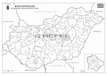   Magyarország országgyűlési választókerületei munkatérkép 2018 - térképtűvel szúrható, keretezett