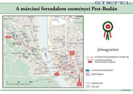 A márciusi forradalom eseményei Pest-Budán. 100*70 cm - laminált, faléces