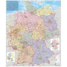   Németország közigazgatása falitérképe 100*120 cm - térképtűvel szúrható, keretezett