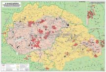   Magyarság néprajzi, etnográfiai térképe / Magyar népviseletek, építészeti emlékek  65*45 cm - fóliás, alul-felül fémléces