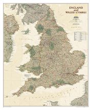   Anglia és Wales falitérkép antikolt 76*91 cm - térképtűvel szúrható, keretezett