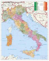   Olaszország irányítószámos falitérképe 100*140 cm - lécezett