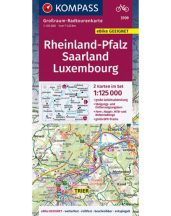   Rajna-vidék, Pfalz, Saar-vidék, Luxembourg kerékpáros térkép - KOMPASS 3709