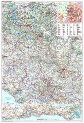 Szerbia, Koszovo, Montenegró autótérkép 86*120 cm - térképtűvel szúrható, keretezett Szerbia, Koszovo, Montenegró autótérkép 86*120 cm - térképtűvel szúrható, keretezett