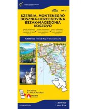   Szerbia, Montenegró, Bosznia-Hercegovina, Észak-Macedónia, Koszovó térkép  - OT 12