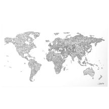 Szinező világ falitérkép - egyoldalon fóliás