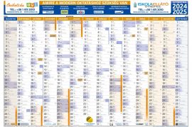 Tanéves tervezőnaptár iskoláknak 2024/25-es tanévre 100*70 cm - papír falinaptár