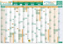   Tanéves tervezőnaptár iskoláknak 2025/26-os tanévre 100*70 cm - papír falinaptár