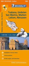   Toszkána, Umbria, San Marino, Marche, Lazio, Abruzzo térkép - Michelin 563