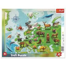 Európa térképe állatokkal - 25 darabos keretes puzzle
