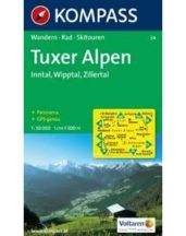   Tuxer Alpen, Inntal, Wipptal, Zillertal turistatérkép - KOMPASS 34