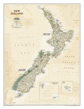   Új-Zéland falitérkép antikolt 60*77 cm - laminált (+ választható léc)