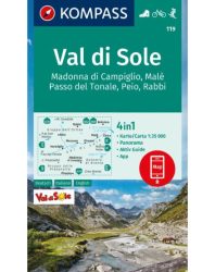 Val di Sole, Madonna di Campiglio, Malè, Passo del Tonale, Peio, Rabbi turistatérkép -  KOMPASS 119