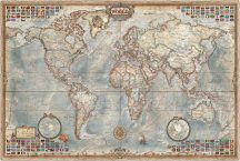   A Világ (The World) falitérkép 136*92 cm antik színű - térképtűvel szúrható, keretezett