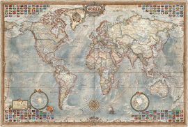 A Világ (The World) falitérkép 136*92 cm antik színű - térképtűvel szúrható, keretezett A Világ (The World) falitérkép 136*92 cm antik színű - térképtűvel szúrható, keretezett