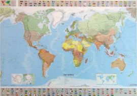 A Világ (The World) falitérkép 144*100 cm - térképtűvel szúrható, keretezett