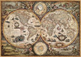 Aktuális világtérkép Vintage stílusban 136*96 cm - térképtűvel szúrható, keretezett