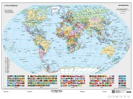 A Föld országai falitérkép 160*120 cm - térképtűvel szúrható, keretezett