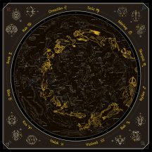   A Zodiákus térképe falitérkép 86*86 cm - fóliás (+választható léc)