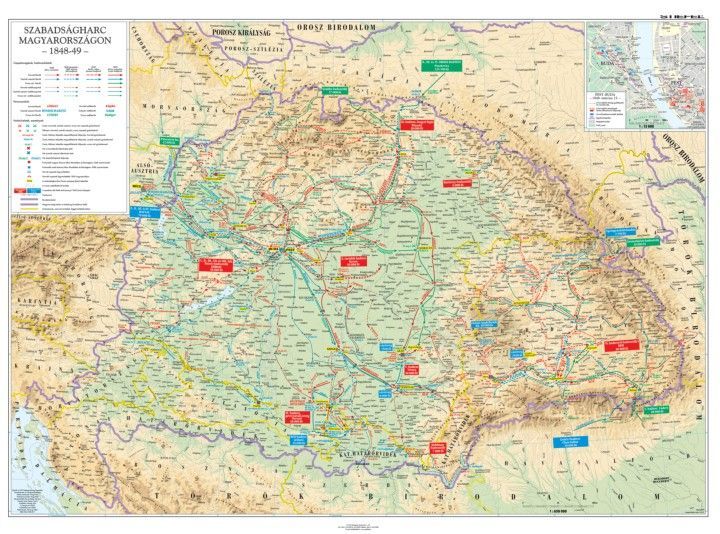 magyarország térkép 1848 Forradalom és szabadságharc 1848 49. DUO falitérkép 160*120 cm  magyarország térkép 1848