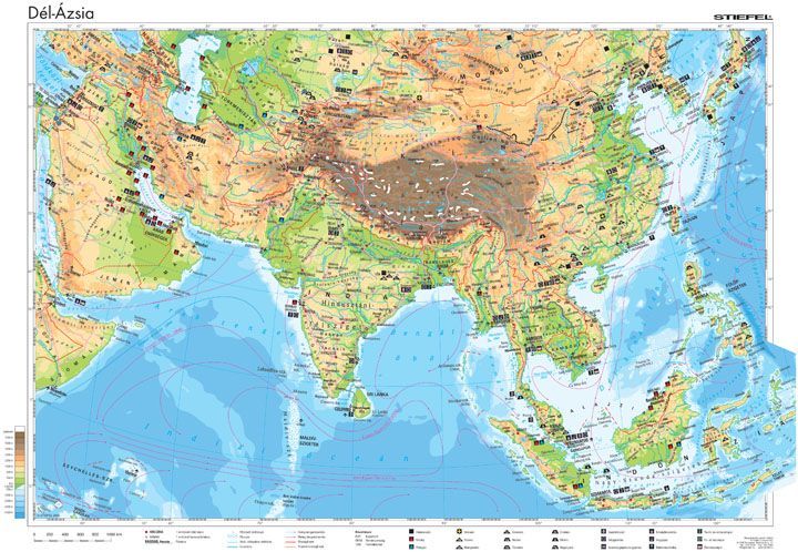 ázsia térkép Dél Ázsia gazdasága, 160*120 cm, laminált, faléces   A Lurdy Ház  ázsia térkép