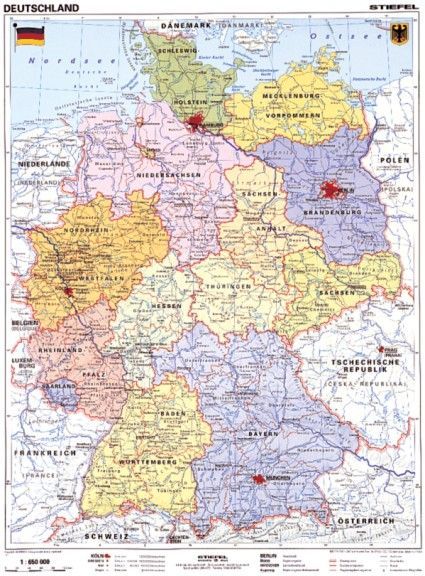 német térkép Németország, politikai + vaktérkép DUO (német)  115*160 cm  német térkép