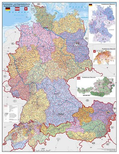 magyarország németország térkép Németország Ausztria Svájc irányítószámos falitérképe 97*122 cm  magyarország németország térkép