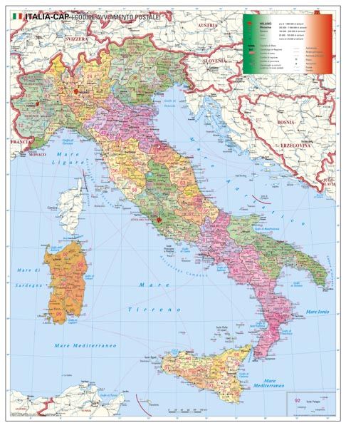 magyarország olaszország térkép Olaszország irányítószámos falitérképe 100*140 cm   lécezett   A  magyarország olaszország térkép