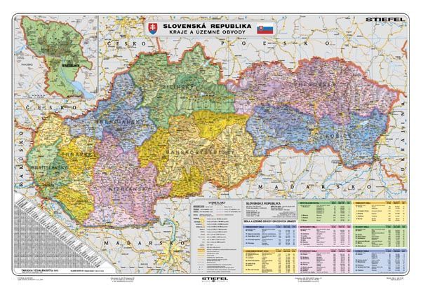 térkép szlovákia magyarország Szlovákia, politikai (szlovák nyelvű) 140*100 cm laminált,faléces  térkép szlovákia magyarország